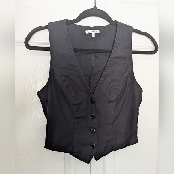 Reformation Devin Black Twill Vest - Picture 5 of 8